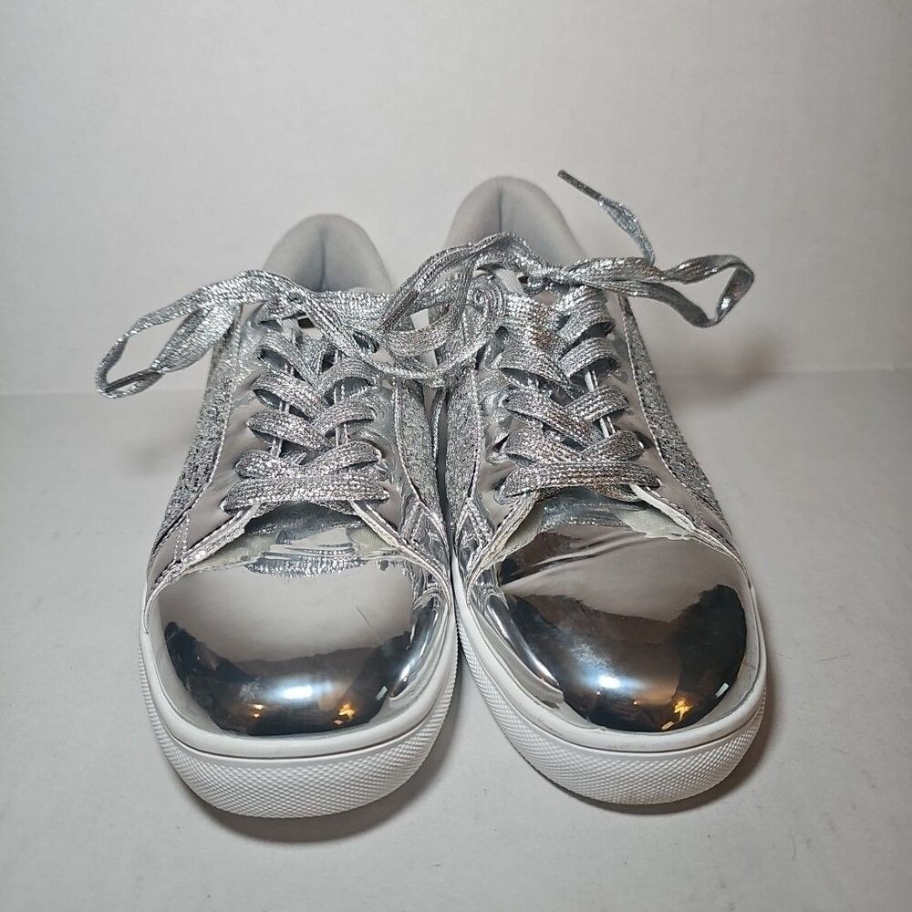Women's Shiny Glitter Silver Chrome Sparkle Sneaker Size 6.5/37